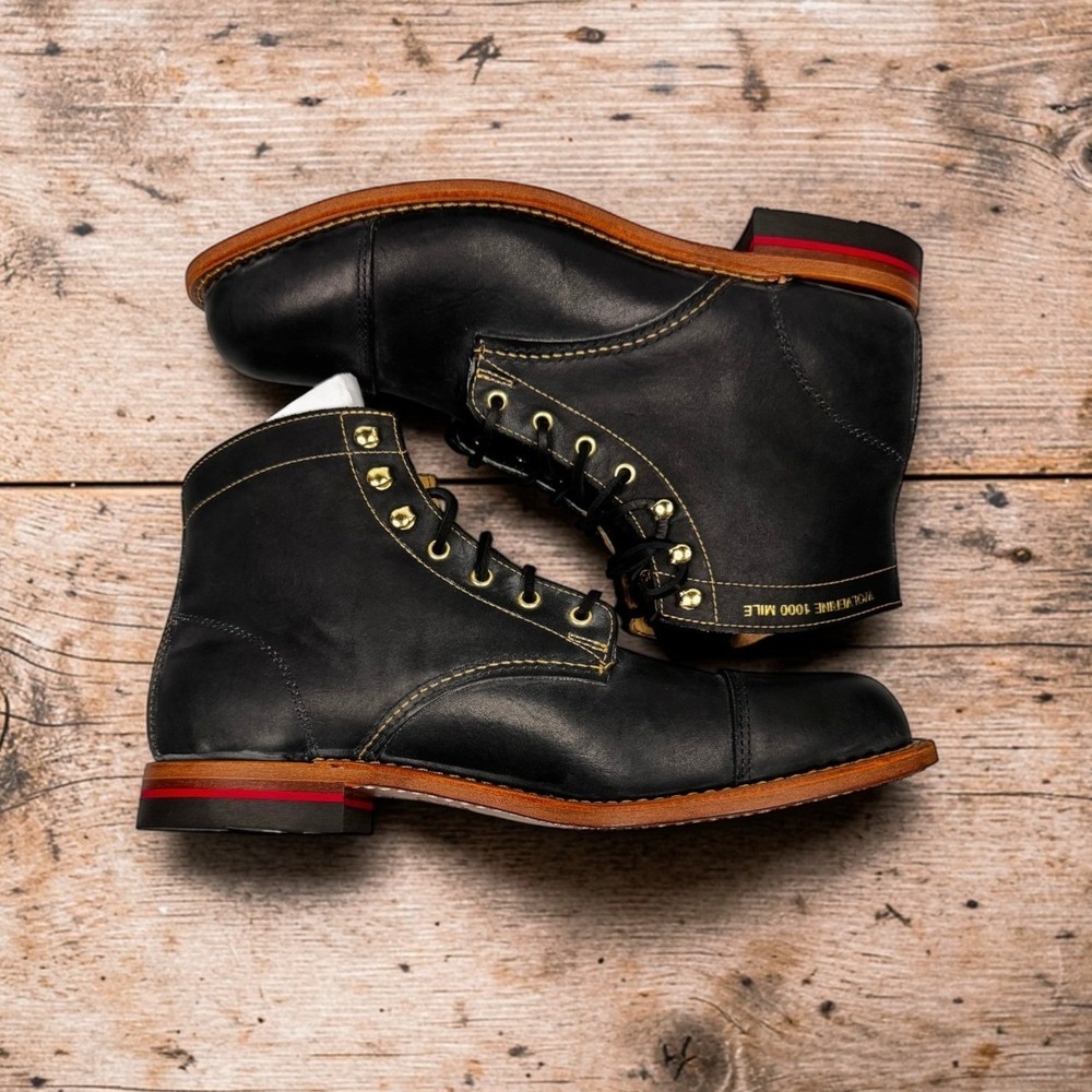 Wolverine 1000 Mile Rawlings Boots Mens‎ 11 Black Gold Glove Leather W08012 NEW - Picture 7 of 16